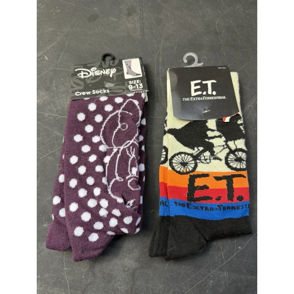Universal ET & Disney Minnie mouse crew socks, NWT
